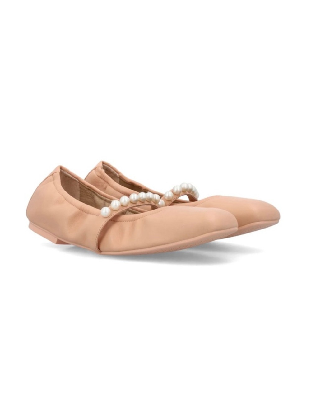 New Women's Stuart Weitzman Goldie Embellished Ballet Flats 8.5 Nude